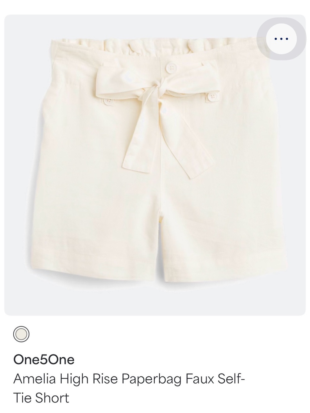 One 5 one cream NWT STICH FIX Paper Bag Waist Shorts sz L (12/14) linen